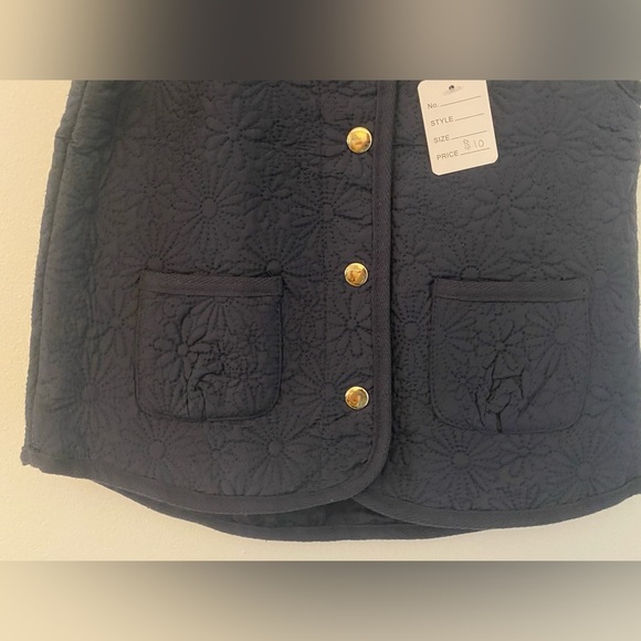 Max Studio Kids Navy Floral Snap Button Up Vest Girls Sz 4T NWT - Picture 6 of 13